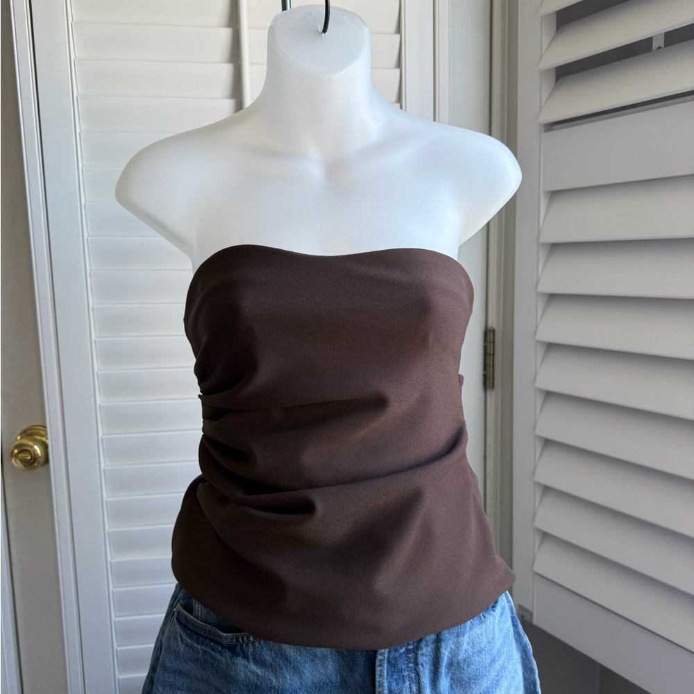 Abercrombie & Fitch Strapless Brown Ruched Tube Top size small